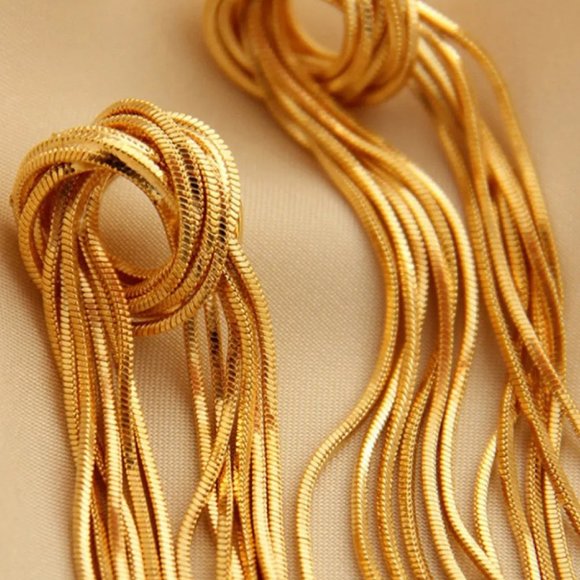 18K Gold Plated Fringe Earrings - Picture 3 of 3